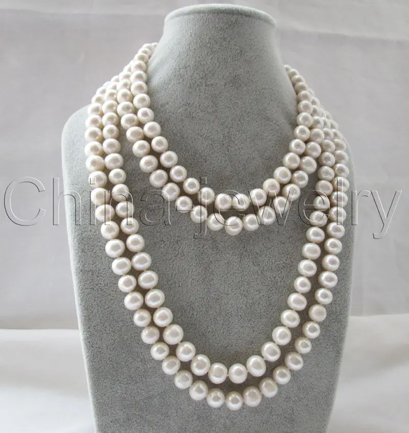 

80" Long 10-11mm natural white round freshwater pearl necklace