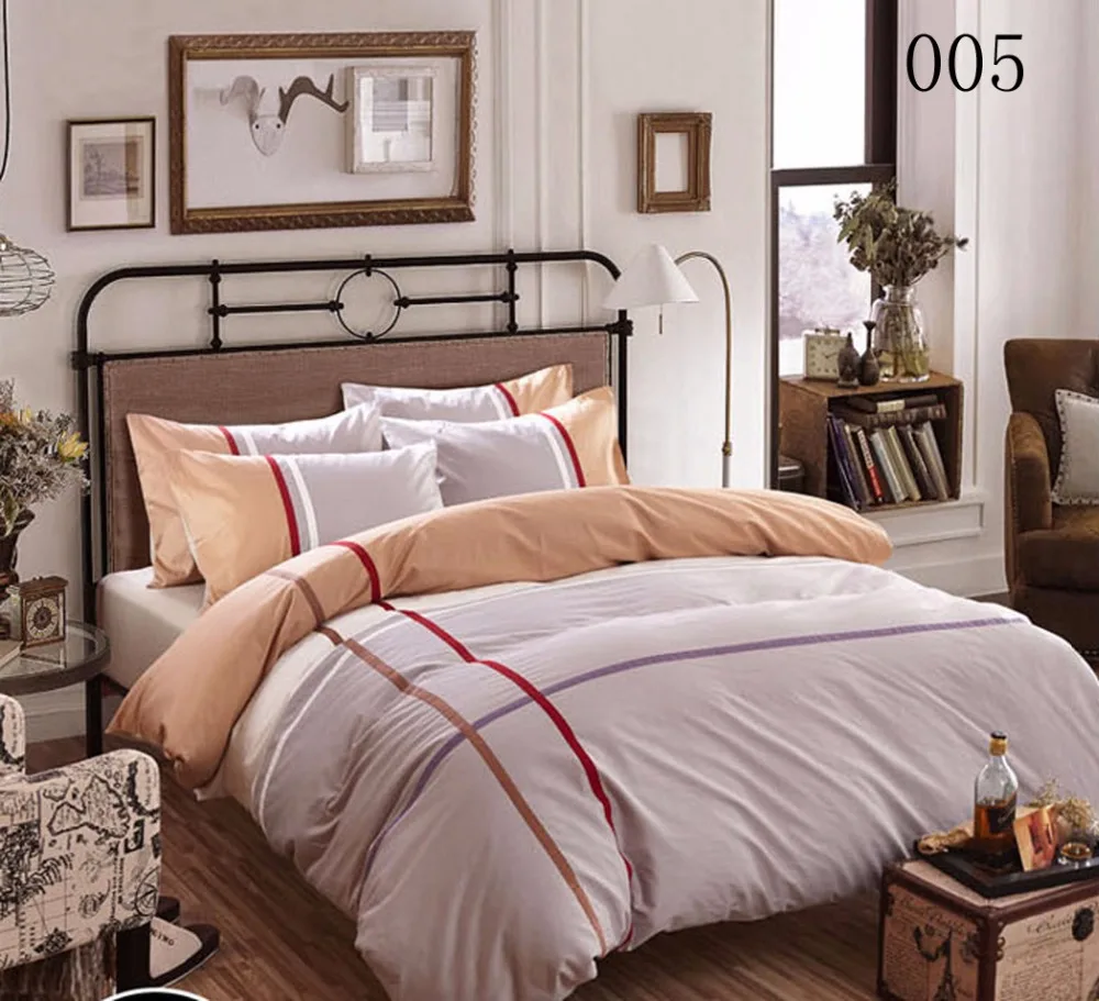 Полный queen синий хаки хлопок простыни 4 шт. Комплект постельного белья комплекты