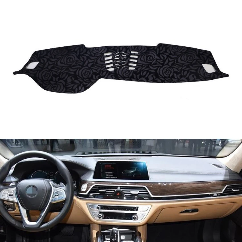 Latest Rose Pattern Non-slip Car Dashboard Cover Dash Mat Pad DashMat ANti-UV Sticker for BMW 7 series 2016-2019 Styling | Автомобили и