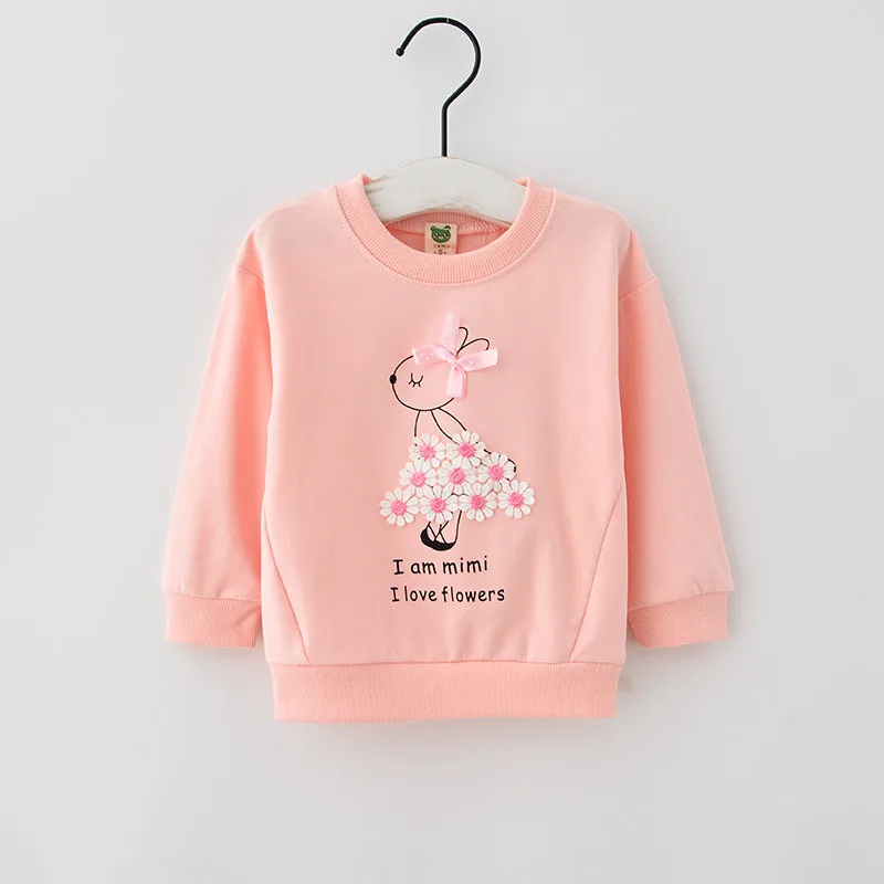 Хлопковая футболка с длинными рукавами для маленьких девочек на осень и весну
