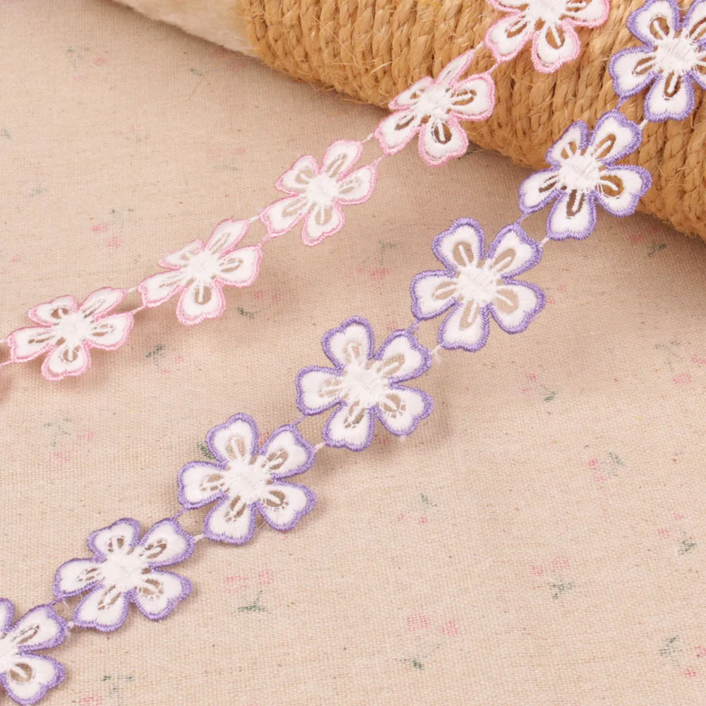 2 ярдов 30 мм широкая аппликация вышитый цветок кружевная отделка Ткань DIY Ручная