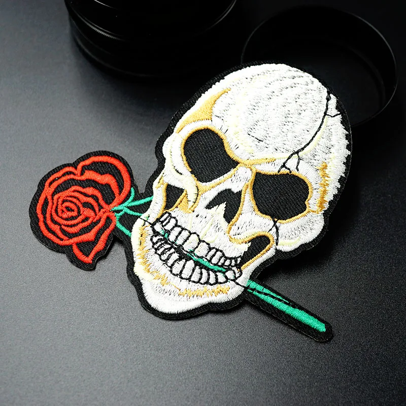 Нашивка с изображением черепа розы (Размер: 10 2x9 3 см)|badge patch|patches embroideredclothes stickers |