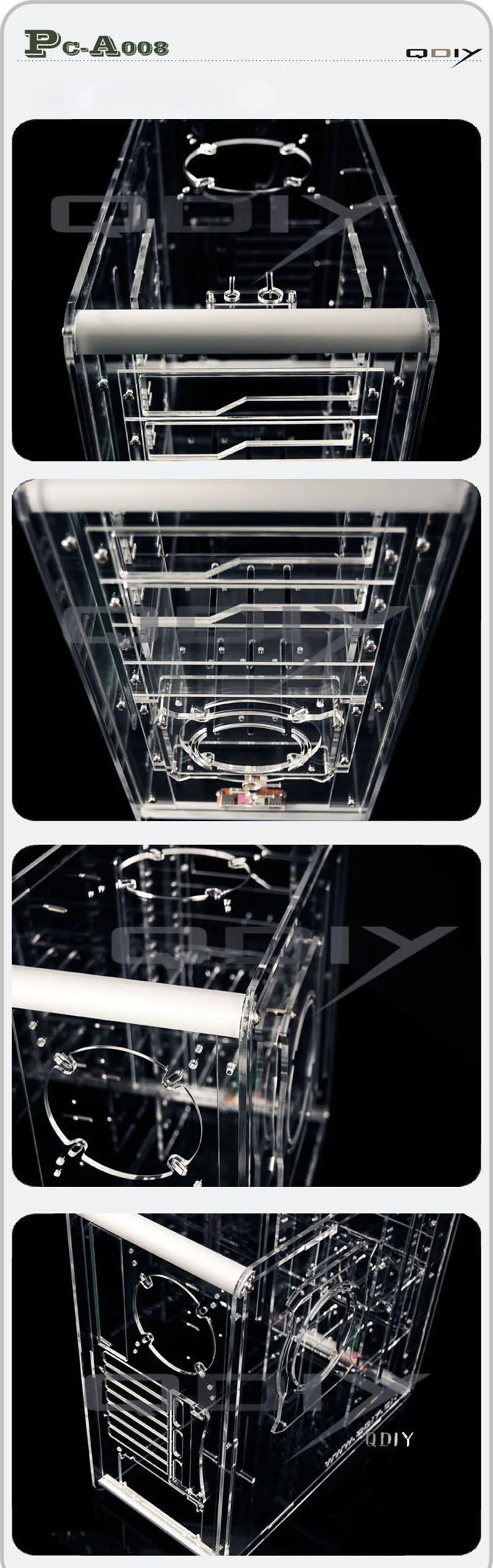 490*222*460 мм DIY QDIY PC-A008 полный прозрачный микро ATX/ATX стеклянный компьютерный корпус вертикальный игровой корпус gabinete computador