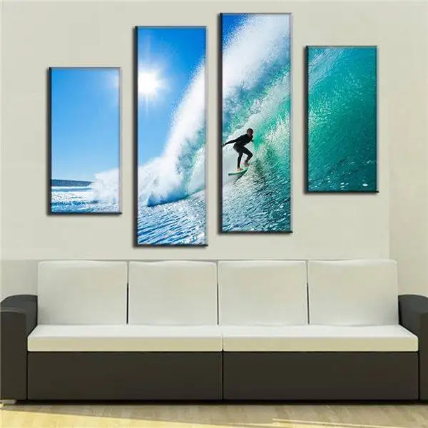 4 шт./компл. Современный Морской пейзаж холст принты для серфинга на Гавайских