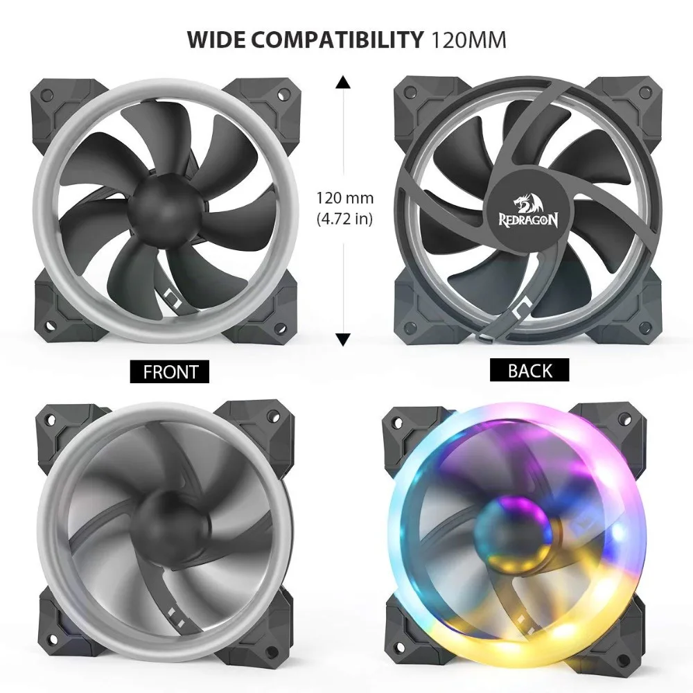 Redragon 3 пакет cpu Cooler GC F008 120 мм ПК Вентилятор RGB контроллер Светодиодный радиатор