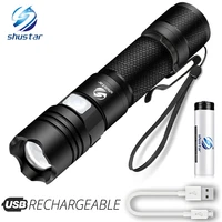 super bright tactical led flashlight micro charging torch support zoom 5 lighting modes suitable for hunting cycling etc
