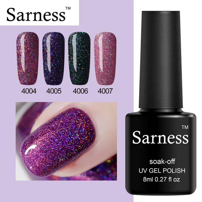Sarness Rainbow Sequin 8ml Gel Nail Lacquers for Sale Glitter Neon Polish Manicure Nails Hybrid Varnishes | Красота и здоровье