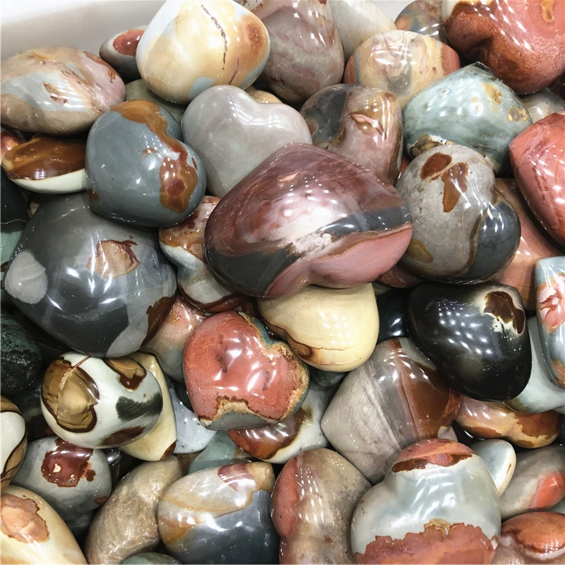 1 Piece Natural Ocean Jasper Heart-shaped Sea Agate Heart Gemstones Decoration Lucky Gemstones Natural