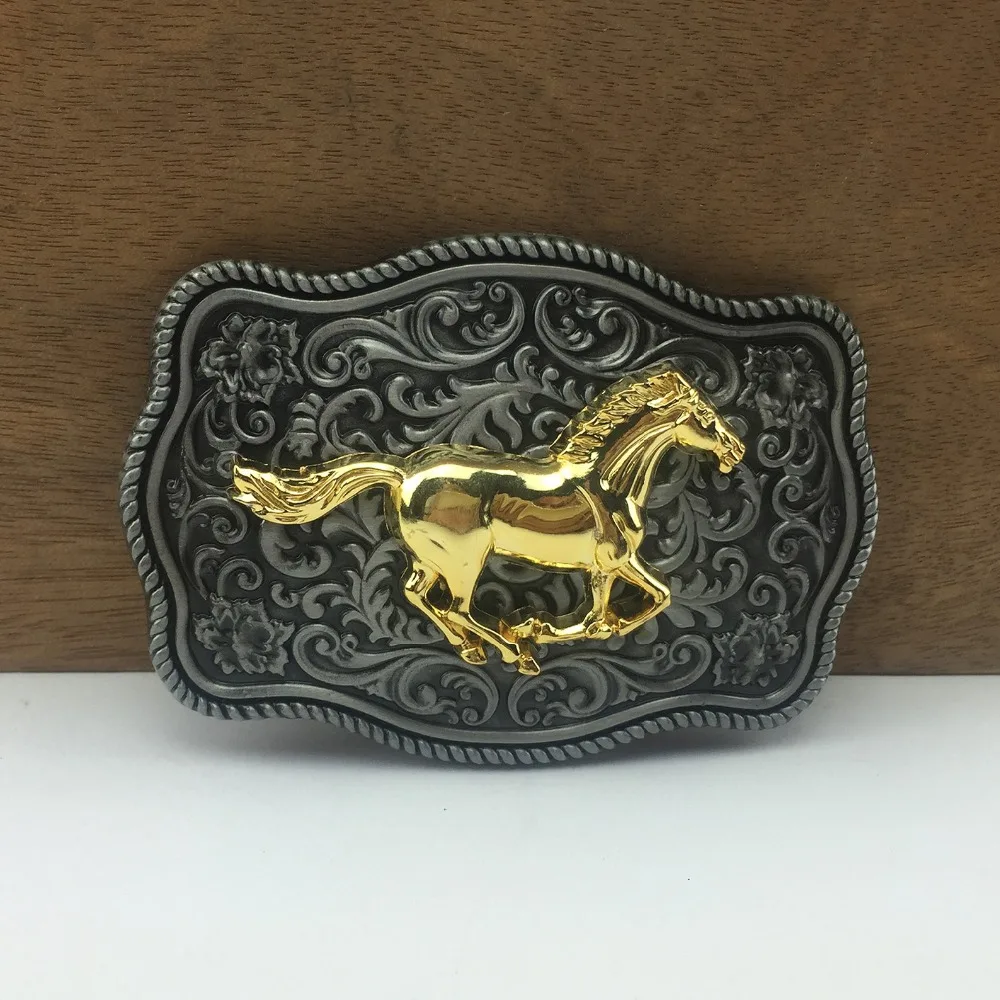BuckleClub retro western flower horse cowboy jeans gift belt buckle FP-03705 PEWTER FINISH for men 4cm width loop drop shipping | Дом и сад