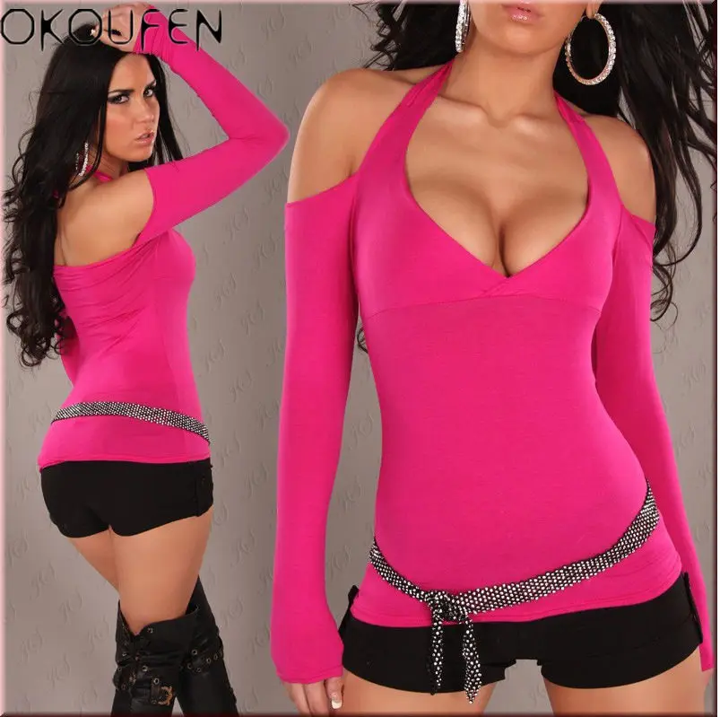 Женская Сексуальная йога спорт с длинными рукавами футболка Bodycon коктейль Топ