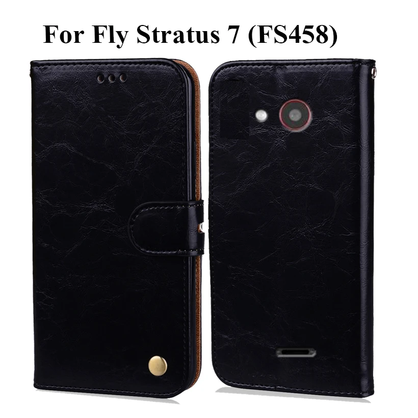 Для Fly FS458 FS 458 чехол откидная крышка из искусственной кожи чехол для телефона для Fly Stratus 7 FS458 Чехол-книжка с ремешком