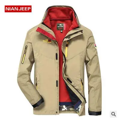 KHAKI Nian Jeep брендовая одежда Windreaker и водонепроницаемая верхняя одежда мужская куртка плюс размер 3XL 4XL 161 - Цвет: KHAKI