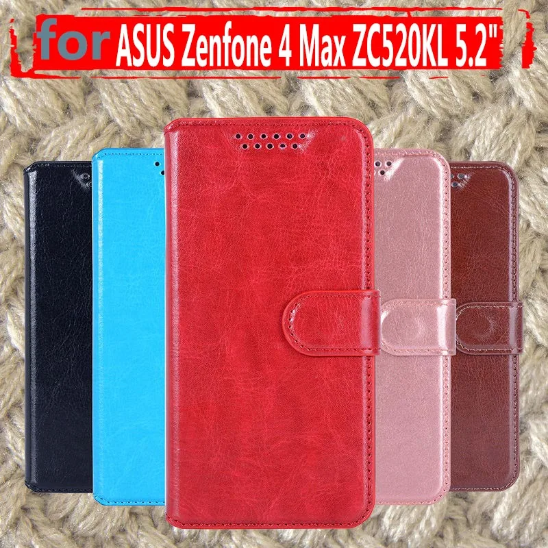 Flip Covers On ZC520KL PU Leather Cases For ASUS Zenfone 4 Max ZC520KL 5.2" Cases Wallet Stand Slot Full Housing