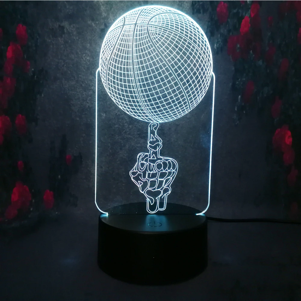 Free Shipping New Hand Beasketball 3D Night Light LED 7 Colors Touch Remote USB Illusion Lamp Birthday Xmas Decor kids Toy | Освещение