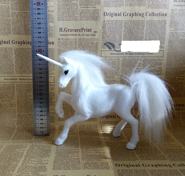 

about 25x6x19cm white unicorn model polyethylene&furs unicorn handicraft prop,home decoration gift a1625