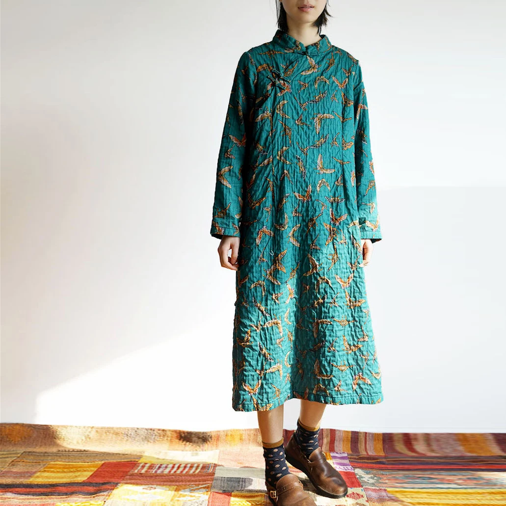 Новинка 2020 года. Весенние винтажные платья с длинным рукавом и стоячим