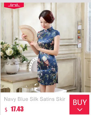 Китайское мини-платье из шелка и сатина Qipao Cheongsam, сексуальное платье с принтом и коротким рукавом, старинное винтажное черное платье синего цвета