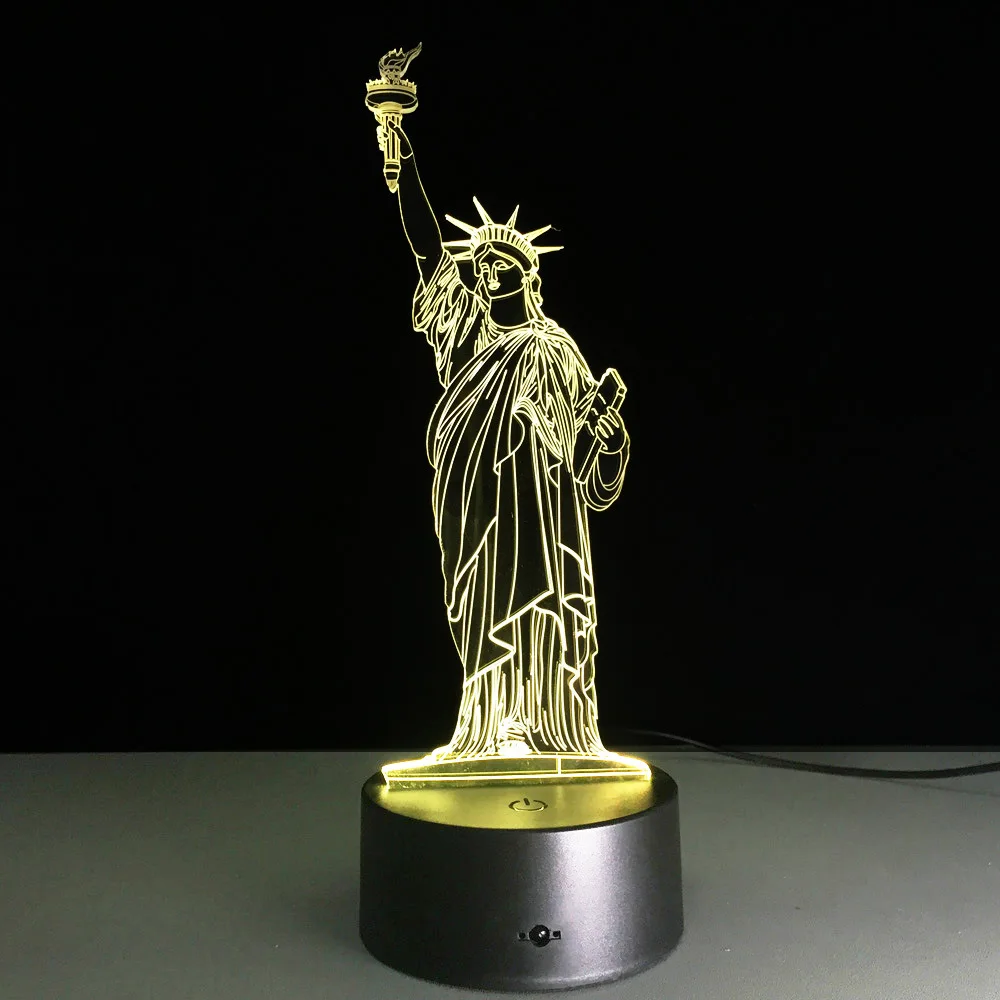 Декор для статуи Свободы 3D лампа светодиодный USB креативный светильник изменение