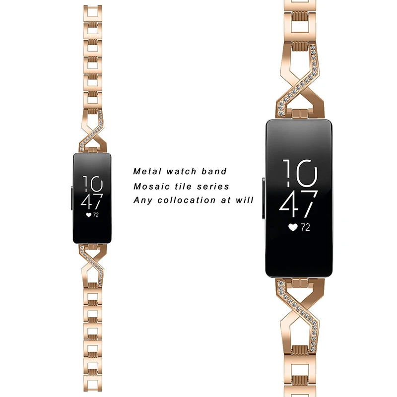 Ремешок для часов из нержавеющей стали для Fitbit inspire/inspire HR замена Алмазный металлический ремешок полый Браслет для Fitbit inspire