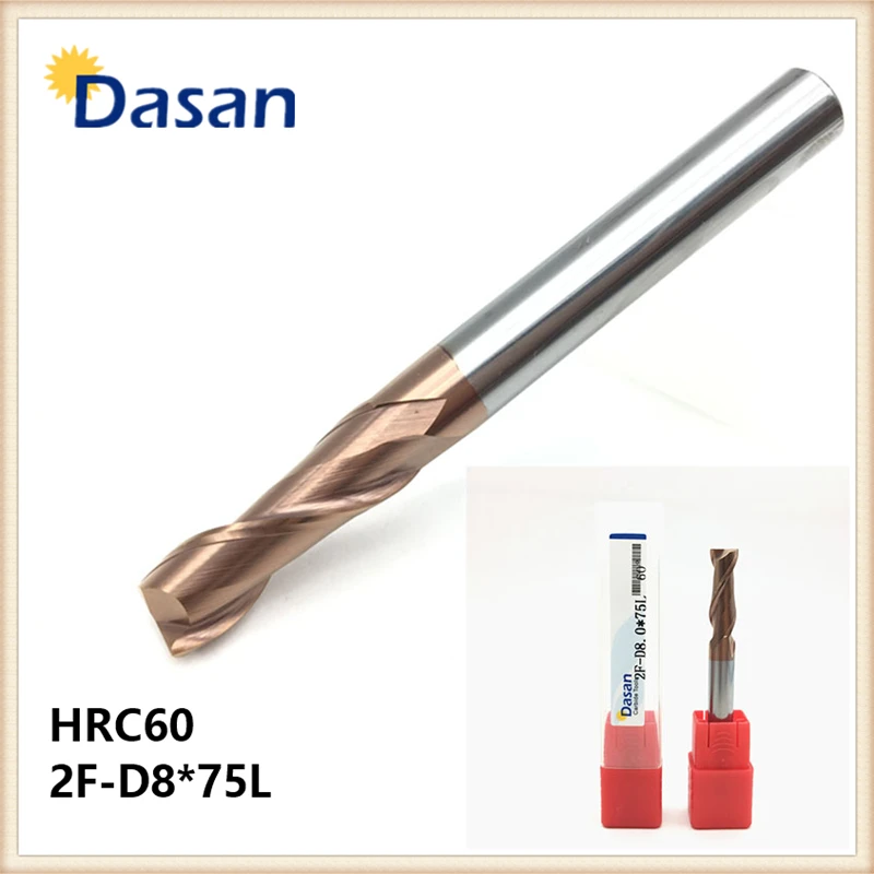 Концевая фреза HRC60 2F D8 * 75L твердосплавные фрезы с двумя канавками прямым