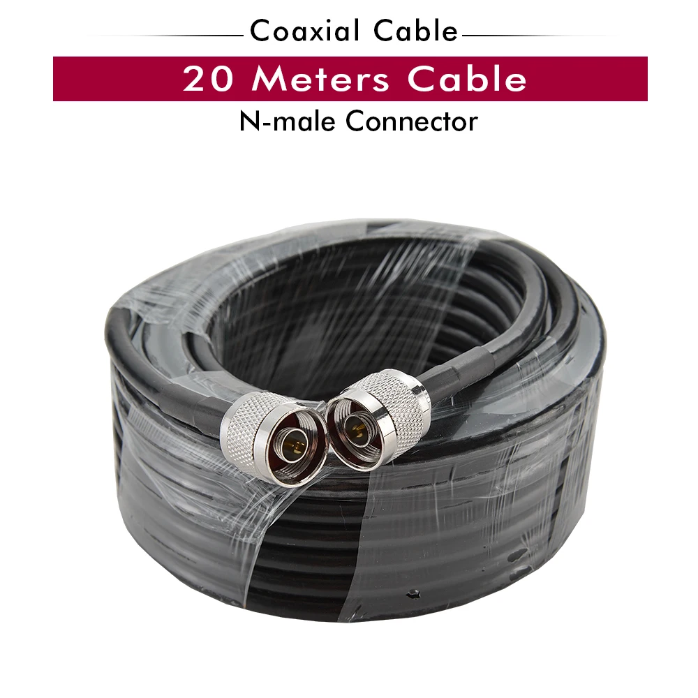 

20 Meters Black RG6 Coaxial Cable N Male to N Male Connector Low Loss Coaxial Cable for Mobile Cell Phone Booster and Antenna