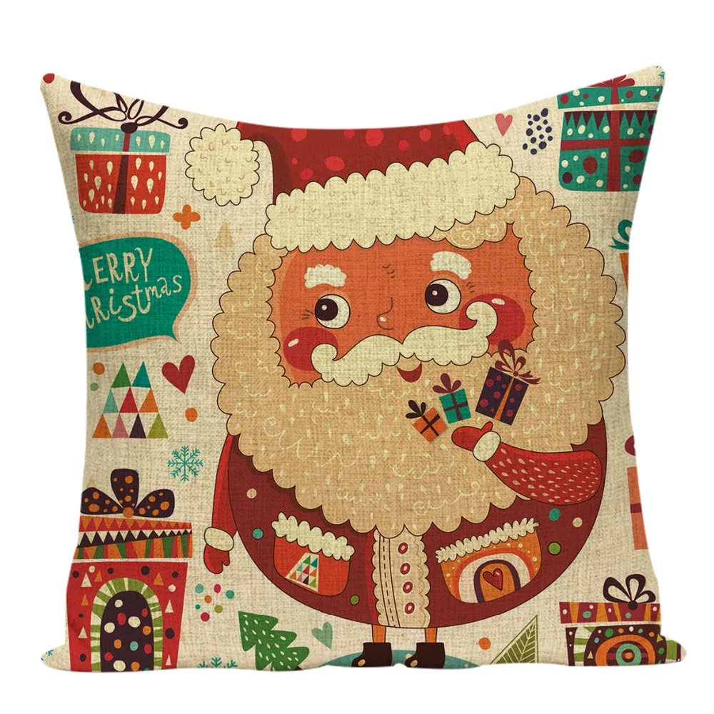 Christmas Holiday Santa Cushion Set 45X45cm Happy Birthday Deer Pillowcase Children's Gift Bedroom Sofa Decoration Supplies | Дом и сад