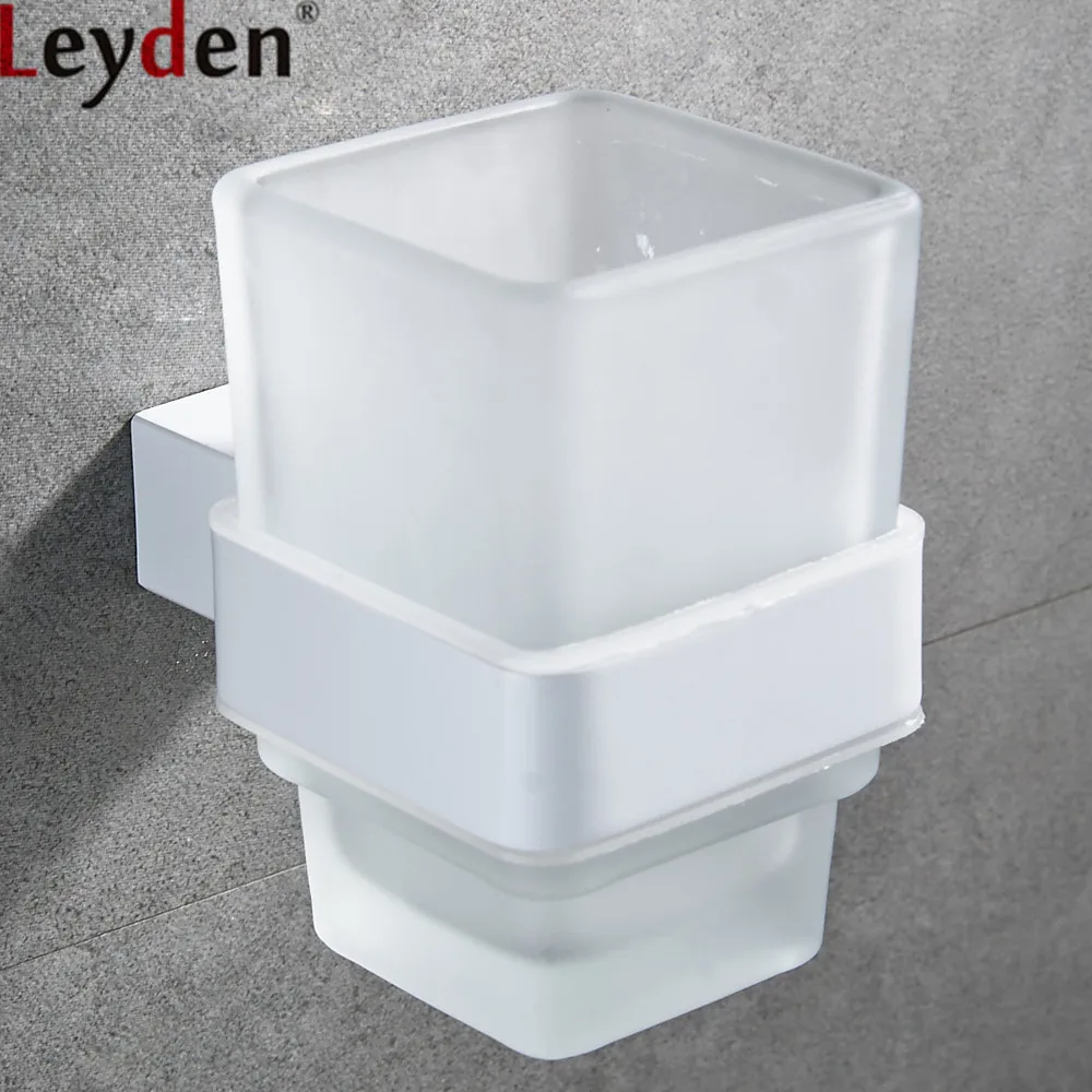 

Leyden Classic Wall Mounted Stainless Steel Single Toothbrush Holder With Glass Cup Tooth Cup Holder Bathroom Accessories