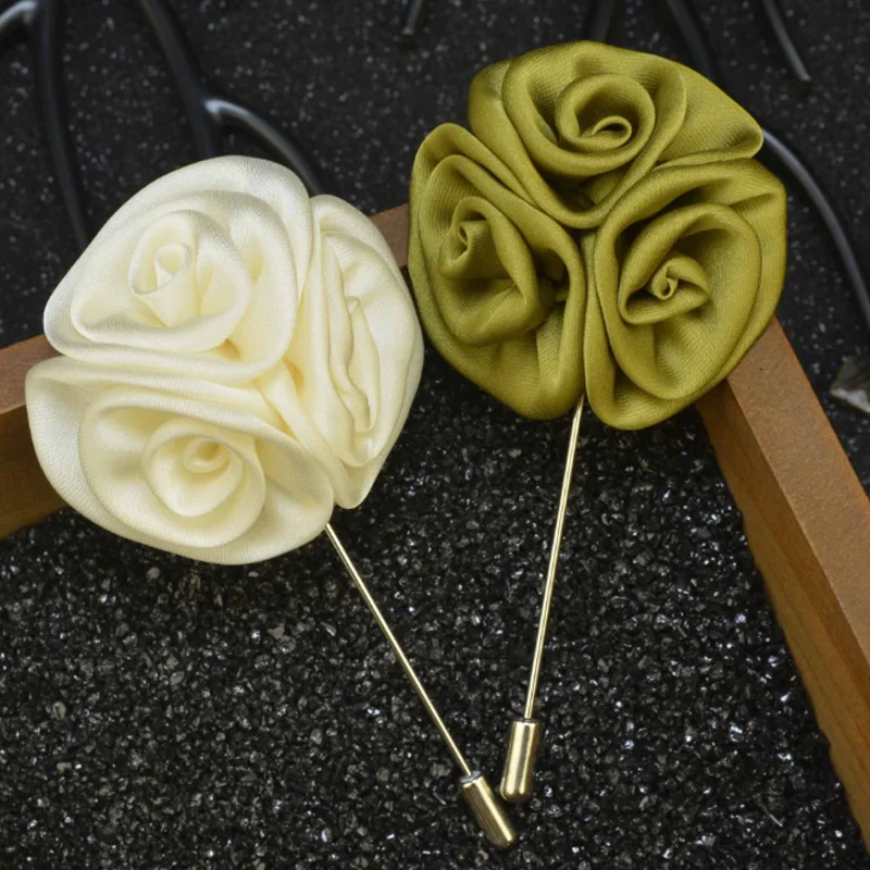 UALGL Fashion Handmade Fabric Lapel PinThree-in-one Rose Flower Brooches For Men Wedding Suit Decoration Shirt Jewelry Accessery | Украшения