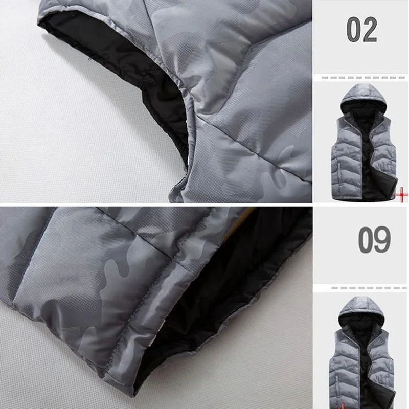 MFERLIER, мужской жилет с капюшоном, большой размер, 7XL, 8XL, 9XL, толстый, теплый, темно-синий, с хлопковой подкладкой, Осень-зима, жилет, камуфляжный жилет