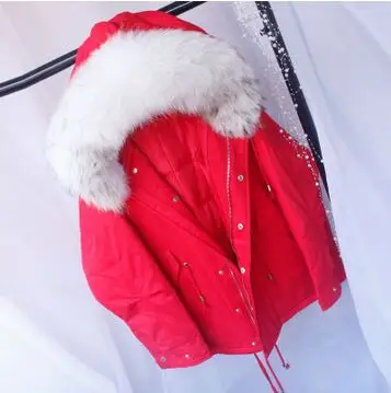 huge white color fur Большой натуральный мех енота, высокое качество, зимняя куртка для женщин, теплый женский длинный пуховик, куртка на белом утином пуху, свободное зимнее пальто - Цвет: huge white color fur