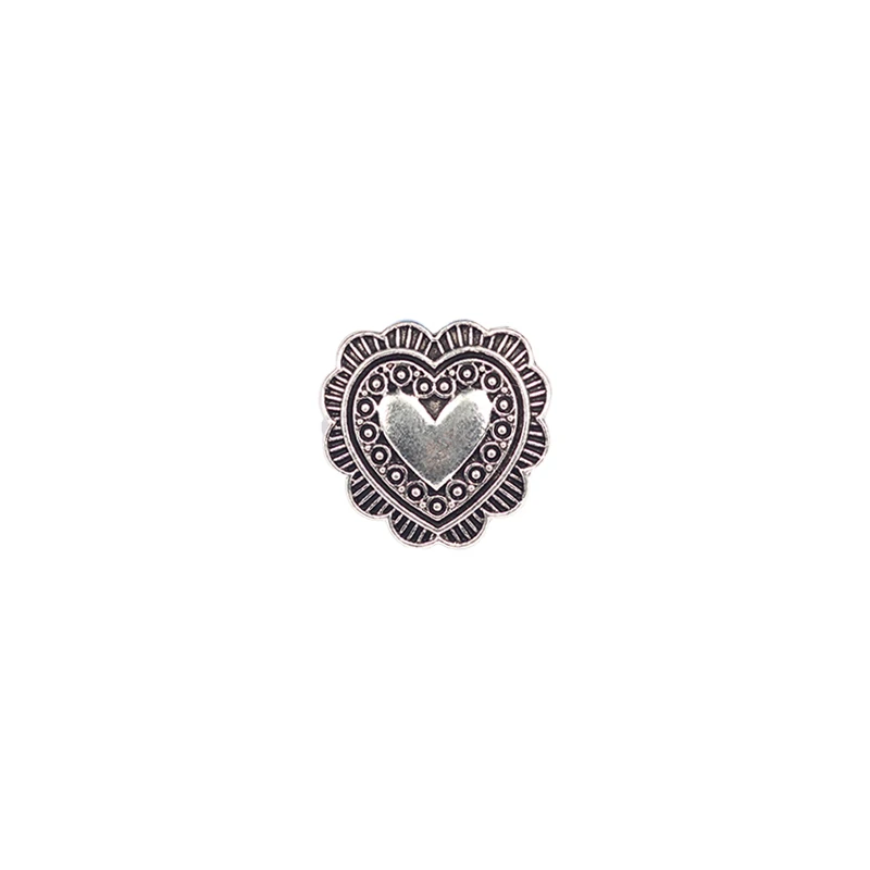 20mm Silver 4 шт./партия 20 мм Ретро цинковый сплав сладкое маленькое сердце серебро золото Concho пуговицы Подвески для DIY ювелирные аксессуары - Окраска металла: 20mm Silver