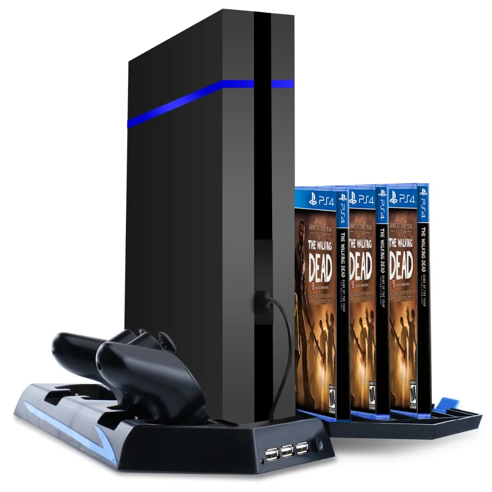 Вертикальная подставка и вентилятор охлаждения для Sony PS4 игры Держатель двойной