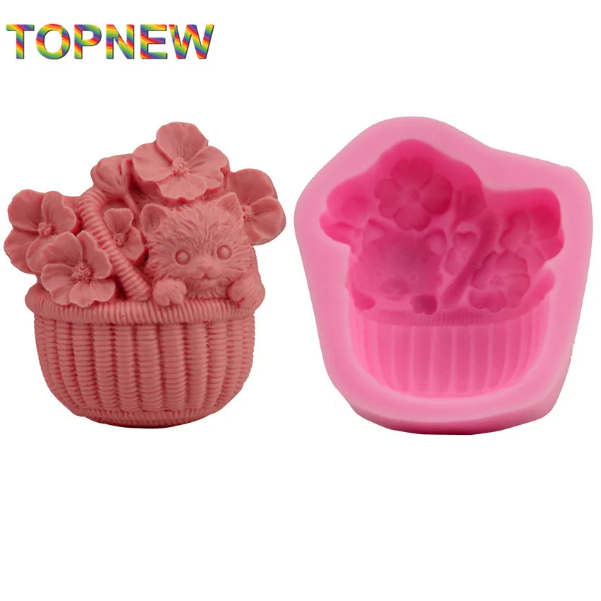 Милый 3D цветок корзины лотки с антипригарным покрытием Fondant (сахарная) сахара