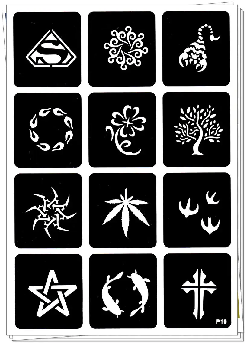 12 фото хной татуировка трафаретов DIY Jagua рисунок Шаблоны аэрография Менди Body Art