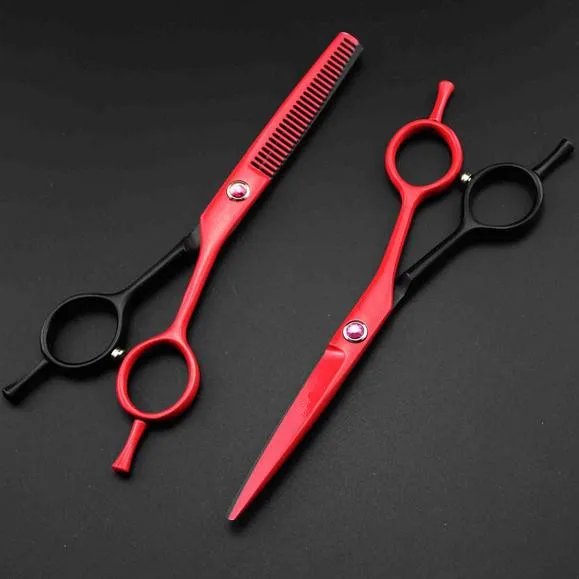 

5.5" titanium cutting scissors hairdresser razor hairdressing scissors haircut hot scissors kit salon hair clipper kids