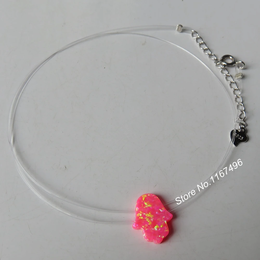 10 шт./лот OP43 прозрачная нейлоновая цепь Хамса огненный опал ожерелье 11x13 мм