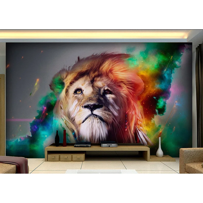 picture in Photo Wallpaper 3D Animal Painting Background Bedding Room Wall Paper Colorful lion Quality Home Decor #159 | Дом и сад