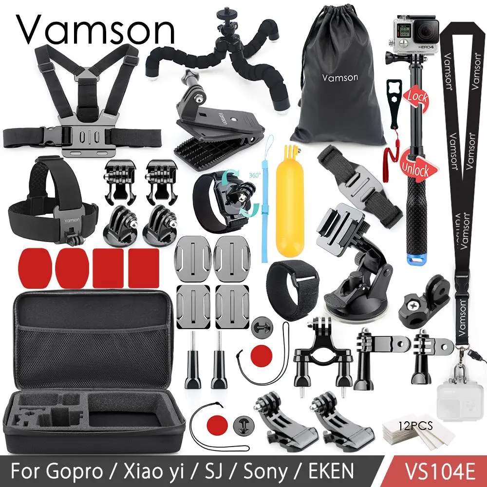 Комплект аксессуаров Vamson для Go pro монопод Gopro Hero 7 6 5 4 3 Xiaomi yi SJCAM EKEN H9R Mijia VS104|accessories