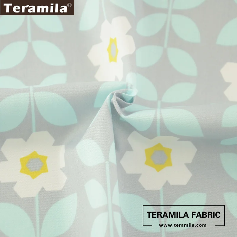 Teramila Cotton Fabrics High Quality Bedding Printed Flowers With Green Leaves Designs Quilting Patchwork Twill Tissue Crafts| |