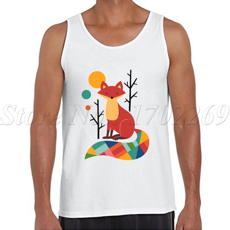 Майка мужская с принтом радуги и лисы жилет без рукавов рубашка для бодибилдинга