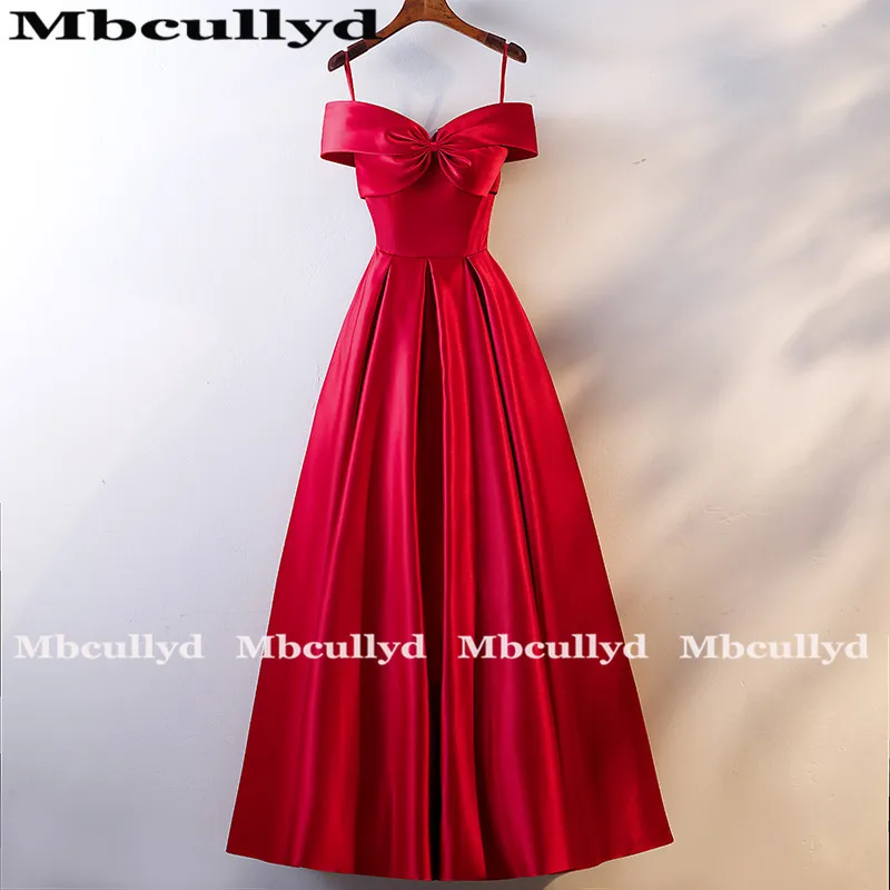 Mbcully красные атласные трапециевидные Длинные платья подружек невесты платье для свадебной вечеринки для женщины подружки невесты платье длиной до пола vestido длинное