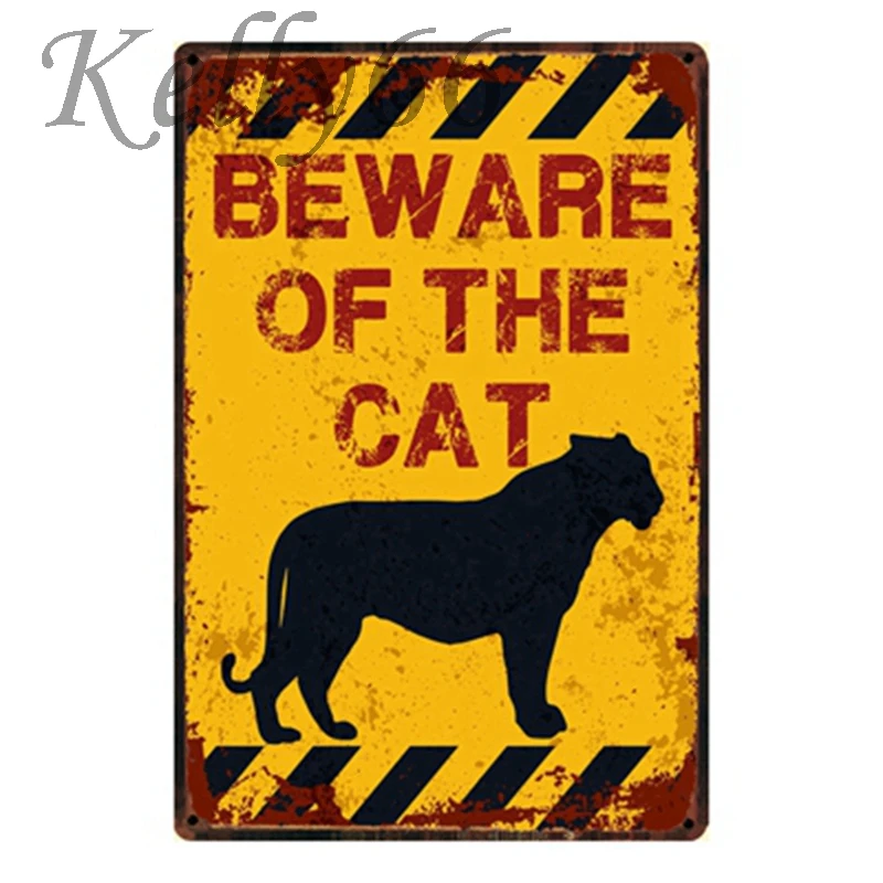[Kelly66] Остерегайтесь Cat Охотник Eaqle Винтаж металлический знак олова плакат