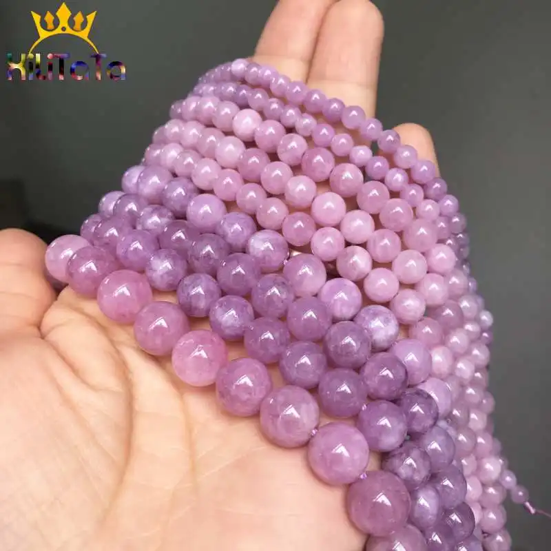Круглые бусины фиолетового ангелита A + свободные из натурального камня для