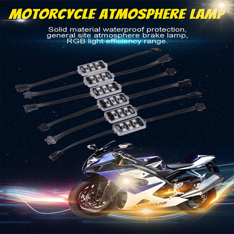 Мотоцикл/автомобиль атмосферный свет 6 RGB 36 LED с беспроводным пультом