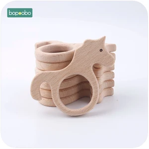 Детский Прорезыватель Bopoobo, 1 шт., прорезыватель из бука, единорог, рыба, птица, цветок, Монтессори, развивающие игрушки, игровые аксессуары для тренажерного зала, детские игрушки