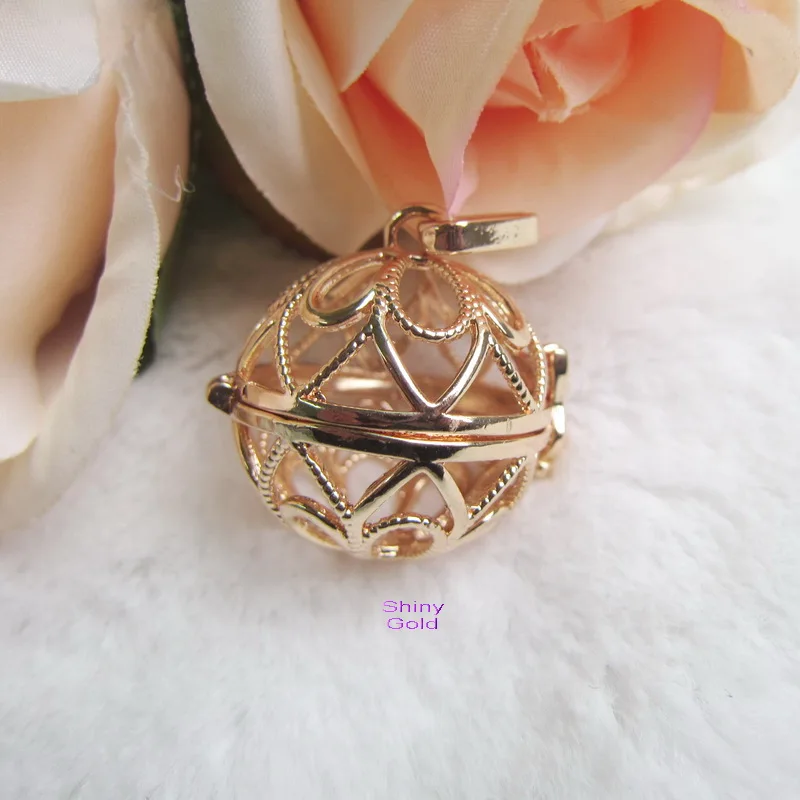 gold DIY медальон кулон клетка для птиц/яблоко/цветы/сердца металлические компоненты ювелирных изделий Подходит для 16 мм Шары - Окраска металла: gold