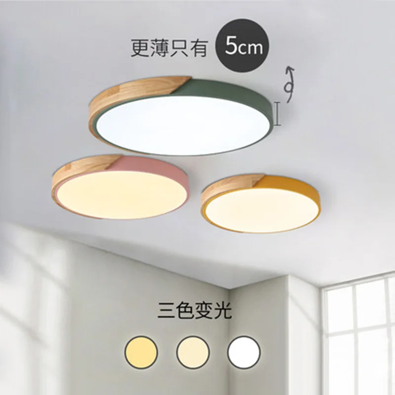 

Contemporary Macarons color series Ceiling Lights Modern minimalist wooden lamps dinning room parlor bedroom LED Ceiling Lights