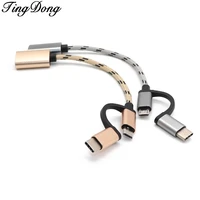 2 in 1 usb 3 0 otg cable nylon braid micro usb type c data sync charge adapter for samsung for huawei for macbook type c otg