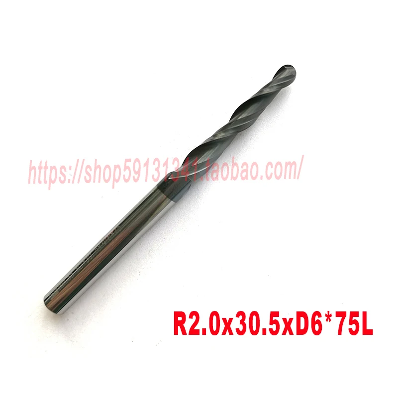 2 шт./lot-R0.25/R0.5/R0.75/R1/R1.5/R2xD6*30,5*75-HRC55 твердосплавные конусные сферические концевые фрезы Фрезы с ЧПУ