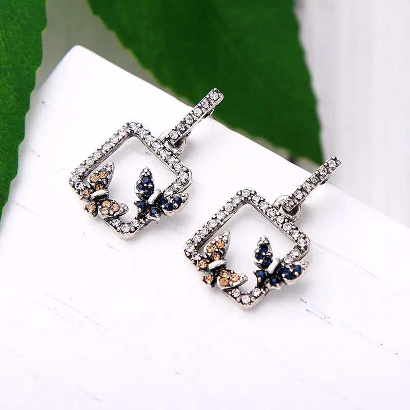 LUBOV Fashion Crystal Opal Stone Earrings Rhinestone Inlaid Geometric Gold Color Metal Women Wedding Jewelry 2019 New | Украшения и